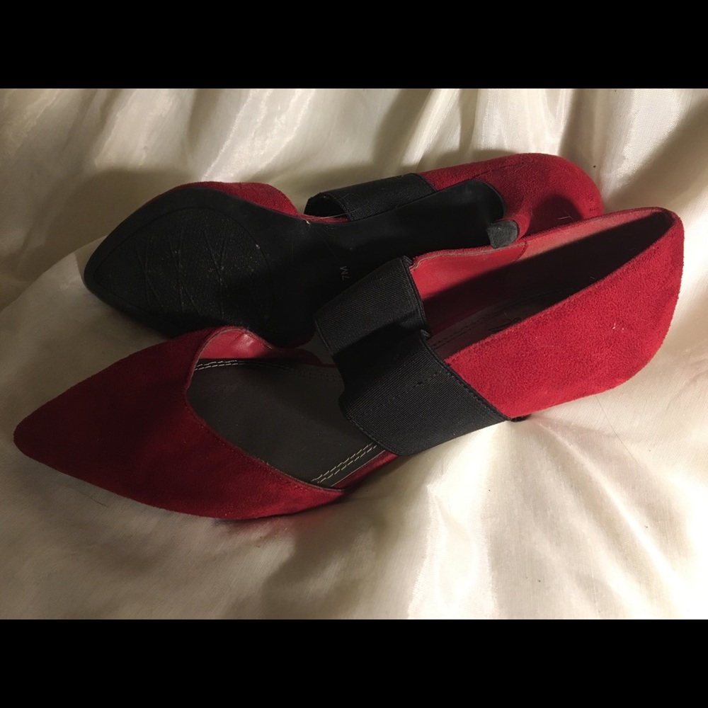 Lady in red indeed! Red suede heels